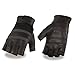 Fingerless Blk Soft Leather Mens reflective band New Mesh Combo Gel palm(L)
