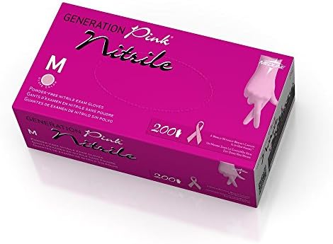 Pink Nitrile Exam Glove - Medium - 200 per box - Breast Cancer Awareness Special