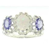 Sterling Silver Ladies Opal and Tanzanite Ring