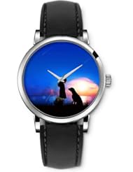 SPRAWL Aanalog Fashion Series Silver Ladies Watches of Genuine Black Leather Strap,Unique Wrist Watch for Women Girls Designed with Bachelor girl