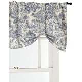 Victoria Park Toile Tie-Up Valence Window Curtain, Blue