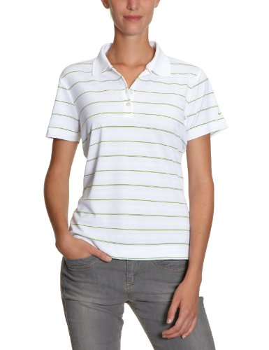 Nike Damen Polo Shirt DRI-FIT TECH STRIPE, white/sprinter green, M