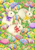 CUTE Easter Bunny Hop Bunnies Egg Hunt Garden Flag