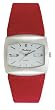 Medana Women's Silver-Tone Retro TV Case Fashion Red Suede Strap Watch # 3189RD