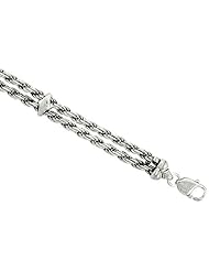 7 inch Sterling Silver 2-Strand 5mm Rope Bracelet, 1/2 inch wide