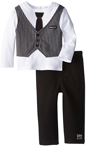Calvin Klein Baby-Boys Infant Long Sleeve Vested Tee and Pull On Pants