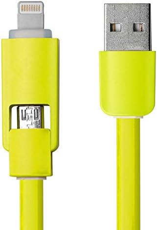 LEDVAS 3FT Colorful New 2 in 1 USB Data Sync Charger Cable Adapter for iPhone Android Phone (Green)