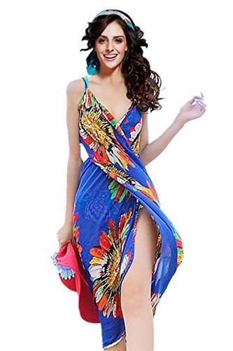 Fanhong Womens Floral Chiffon Wrap Beach Dress Bikini Swimwear Cover-up