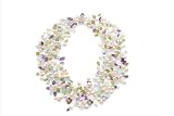 Fourteen-strand Freshwater Pearl Choker Necklace with Amethyst, Aquamarine, and Pale Green Citrine Chips