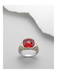 Red CZ Ring In 92.5 Sterling Silver