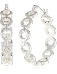 Nine West "In The Groove" Silver-Tone Textured Hoop Earrings