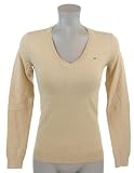 Tommy Hilfiger Women Logo V-Neck Pullover Sweater – L – Beige