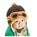 XYX Crochet Earflap Pilot Hats Rabbit Ears Beanie Cap Winter Warm Knit Caps for Toddlers Baby Girls and Boys (Coffee) 6 months-3 years