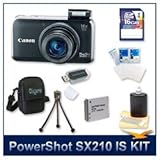 Canon PowerShot SX210 IS Digital Camera (Black) 4246B001, 14.1 
Megapixel, 14x 28-392 mm (IS) Zoom, 3.0 LCD, 720p HD Video with Stereo 
Sound, DIGIC 4 Image Processor, 16 GB Memory, Reader, Battery, Tripod, 
Case, Screen Protectors, & Lens Cleaner