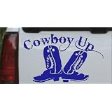 8in X 4.9in Blue -- Cowboy Up With Boots Rodeo Western Car Window Wall Laptop Decal... by Rad Dezigns