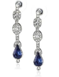 Downton Abbey "Jeweled Heirlooms Boxed" Silver Tone Crystal Blue Pear Drop Earrings
