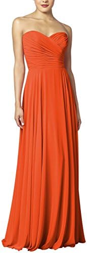 Choyi Women's Sweetheart Chiffon Long Evening Dress Bridesmaid Prom Dresses Orange us16