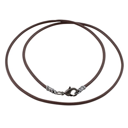 Gunmetal 1.8mm Fine Brown Leather Cord Necklace - 22 inches