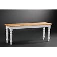 Wood Country Style White Farmhouse Dining Bench with Natural Finish Seat