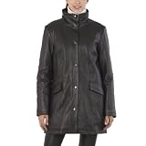 BGSD Women's New Zealand Lambskin Leather A-Line Coat