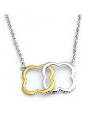 925 Sterling Silver Interlocking Alhambra Clovers Two-tone Necklace