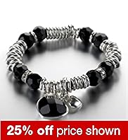 Silver Plated Heart Charm Stretch Bracelet