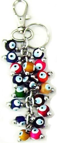 Multicolor Wood Evil Eyes Keychain Grape Style
