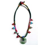 Jade Pendant Fabric Necklace