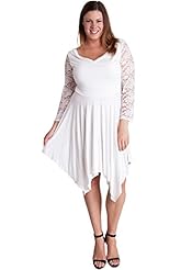 Plus Size Cowl Neck Rayon/Spandex Floral Print Draped Lace Embroidered  Dress