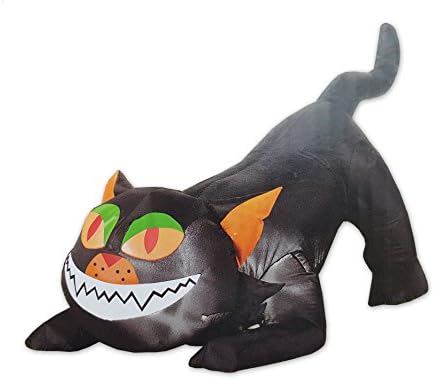 Self Inflating Pouncing Black Cat Light Up Halloween Decoration Inflatable, 4 Feet Long (48")