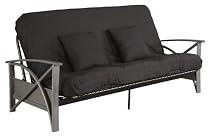 Serta Chestnut Brussels Full Futon Set with Pillows, Gray/Black