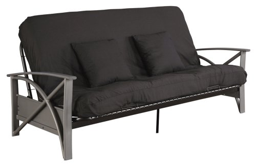 Serta Chestnut Brussels Full Futon Set with Pillows, Gray/Black