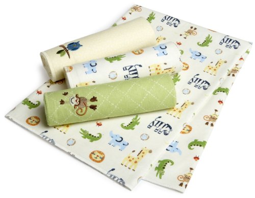 Just Born 4-Pack Flannel Receiving Blankets - Animal Adventure