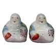 Hand painted sitting buddha - porcelain, set of 2