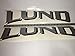 Lund boat decals set of two silver 23 inches wide by 5 inches silver black shadowed