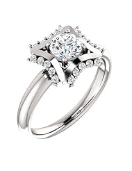 10K White Gold Round Cut Diamond Geometric-Inspired Ring -- LIFETIME WARRANTY