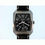 Men's Zeno DeLuxe Tonneau Watch Stainless Steel Swiss Automatic
Movement with Black Luminous Dial and Date Feature Indicator Ref:
480