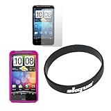 Premium Pink Hard Rubberized case with Clear Crystal Screen Protector and W ....