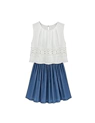 Girls Sexy Floral Print Pleated Lace Chiffon/Cotton Sleeveless Mini Dress 