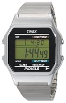 Timex - T78587PF - Montres Timex Original Indiglo - Montre Homme - Forme Rectangulaire - Lcd - Bracelet Acier