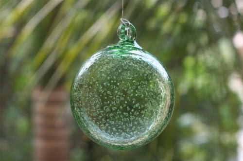 SET OF 2 - 3.5" Hand-Blown Glass Ornament Gazing Ball Decoration