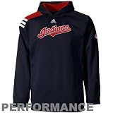 MLB adidas Cleveland Indians Youth Performance Pullover Hoodie Sweatshirt - Navy Blue (Medium)
