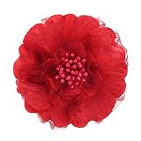 Sara Monica Flower Hair Clip and Pin Victorian Lace_Red