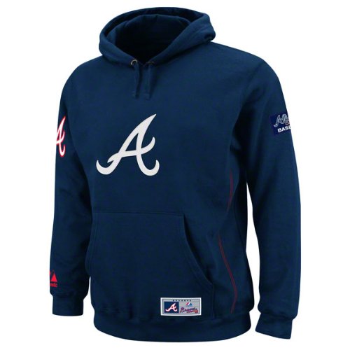 MLB Men's Atlanta Braves Be Proud Long Sleeve Hooded Fleece Pullover, Athletic Navy, X-Large