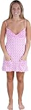 Womens Cotton Polka dots ruffle chemise with front pockets loungewear/pajama set