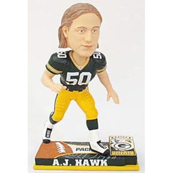 A.J. Hawk Green Bay Packers On Field Bobble Head (Quantity of 1)