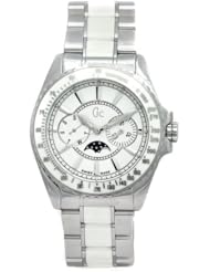 GUESS Unisex 41005M1 GC Moonphase White Ceramic White Dial Watch