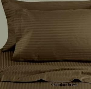 SOHO Duvet Cover 600TC Sateen Stripe Chocolate (Queen)