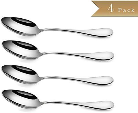 Pound S01-04B 18/10 Stainless Steel Dinner Spoon, Table Spoon Flatware Mirror Polishing 8-Inch, Set of 4