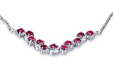 Exceptional Round Shape Created Ruby Gemstone Pendant Necklace in Sterling Silver